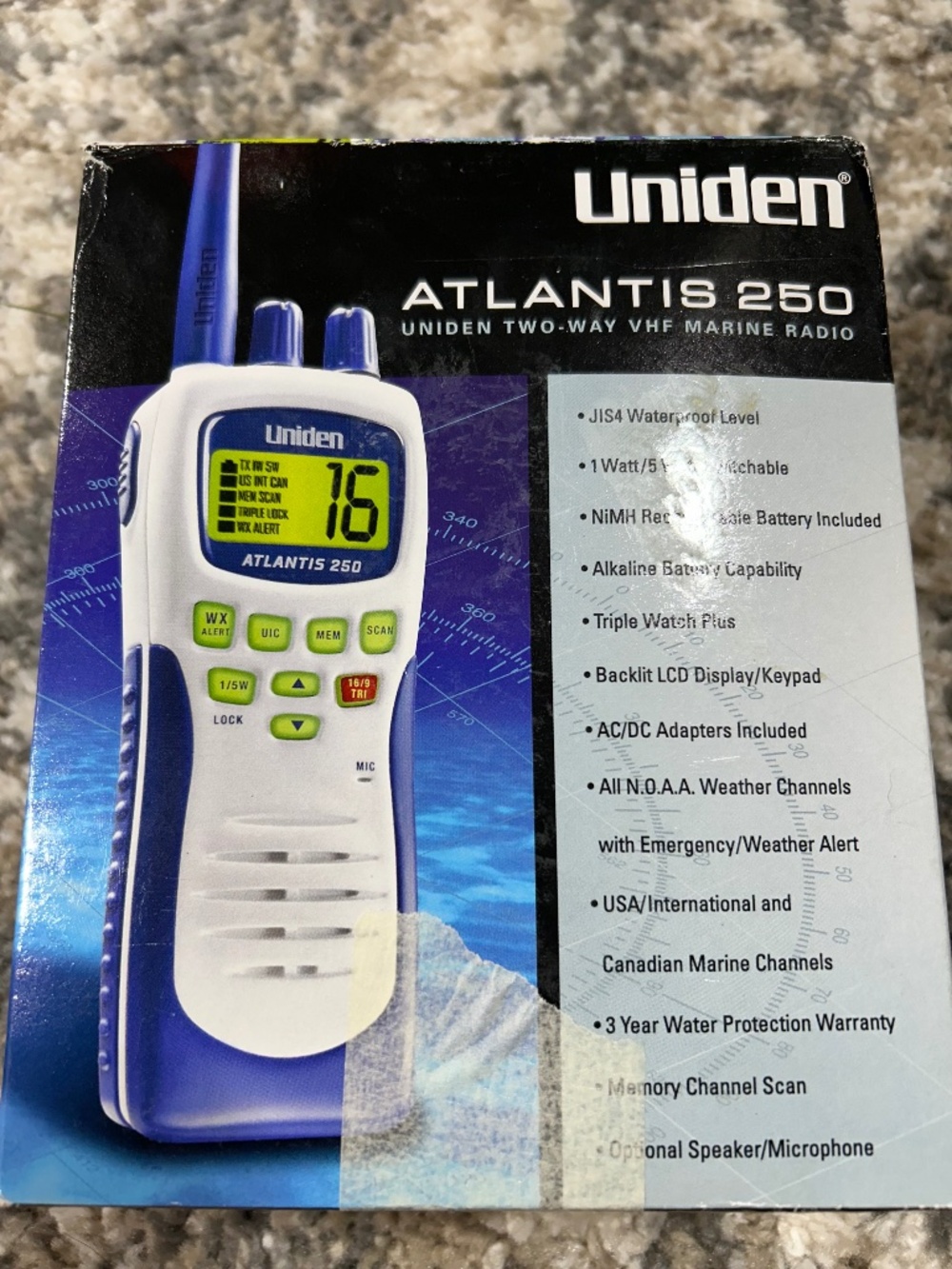 Uniden Atlantis 250 Marine Two Way Radio in Box w/book